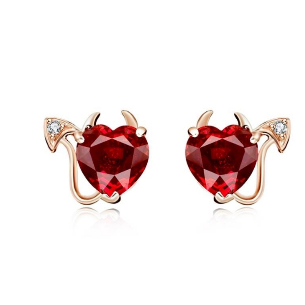 Swarovski crystal heart devil earrings, Devil Halloween Costume